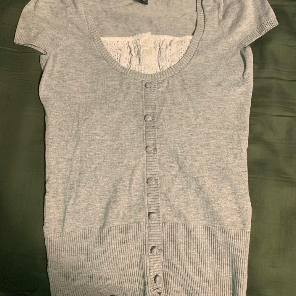 Gray Faux-Button Top